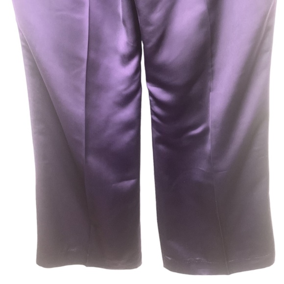Jason Wu Purple Satin Wide Leg trouser pants size 6 High Rise NWOT - Picture 6 of 10